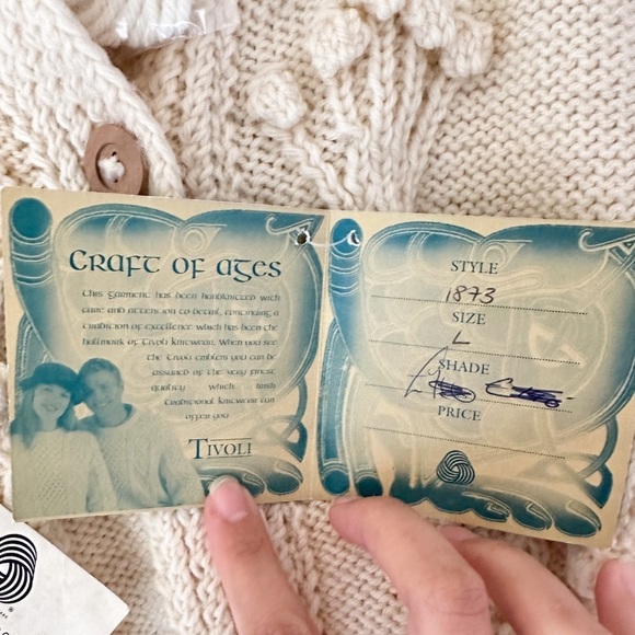 Tivoli Hand Knit Cardigan Pure New Wool Cream Cable Knit Button Up Sweater - Picture 4 of 9